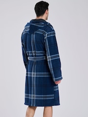 Loungeable Blue Check Bonded Fleece Lined Hooded Dressing Gown - Image 2 of 7
