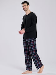 Musta - Loungeable fleece Ruutu Housut Pyjama-setti - Kuva 1 / 5