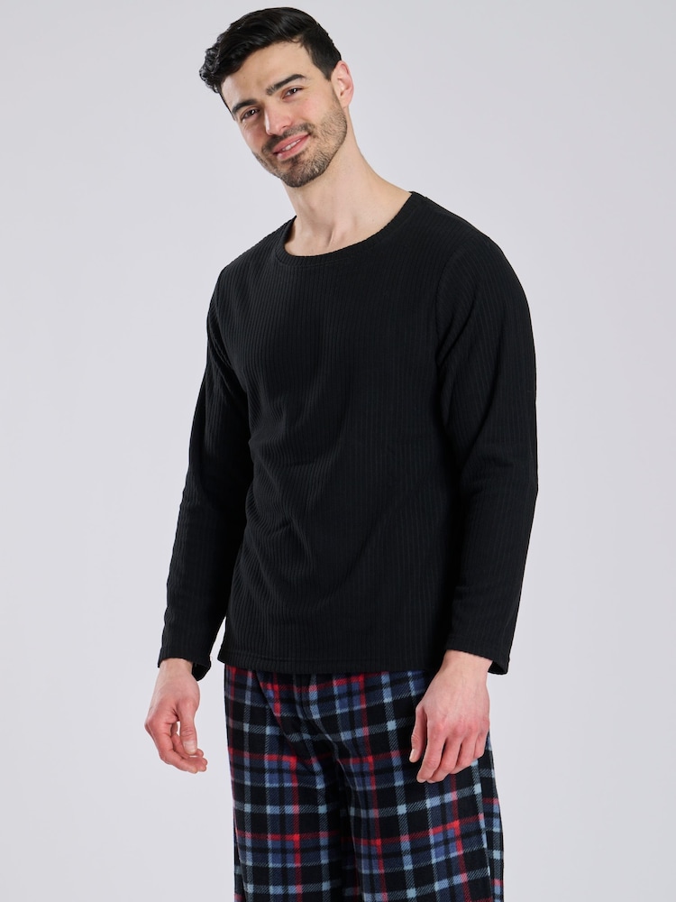 Musta - Loungeable fleece Ruutu Housut Pyjama-setti - Kuva 2 / 5