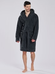 Loungeable Grey Sherpa Hooded Dressing Gown - Image 2 of 5