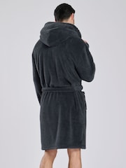 Loungeable Grey Sherpa Hooded Dressing Gown - Image 3 of 5