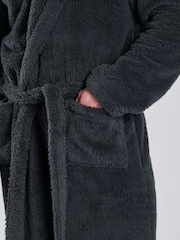 Loungeable Grey Sherpa Hooded Dressing Gown - Image 4 of 5