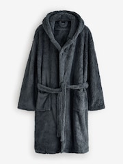 Loungeable Grey Sherpa Hooded Dressing Gown - Image 5 of 5