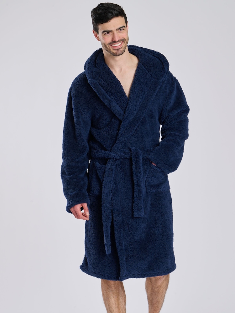 Loungeable Blue Sherpa Hooded Dressing Gown - Image 1 of 5
