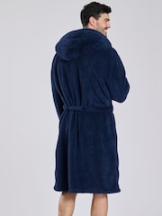 Loungeable Blue Sherpa Hooded Dressing Gown - Image 3 of 5