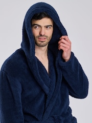 Loungeable Blue Sherpa Hooded Dressing Gown - Image 4 of 5