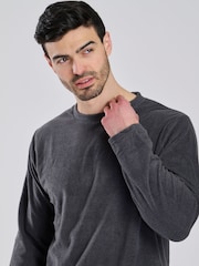 Loungeable Grey Fleece Check Trousers Pyjama Set - Image 4 of 6