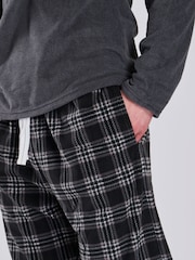 Loungeable Grey Fleece Check Trousers Pyjama Set - Image 9 of 9