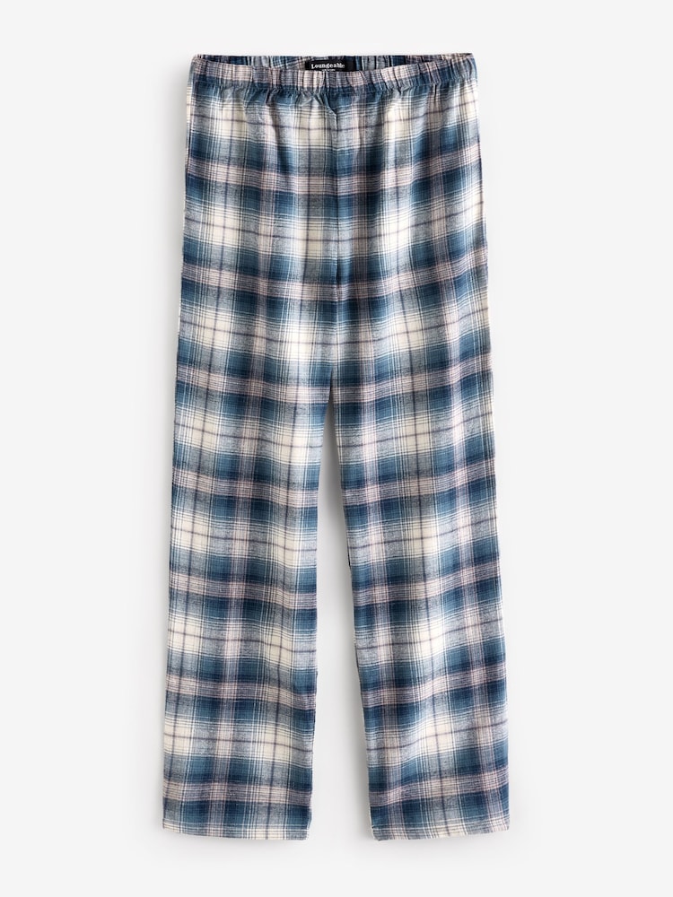 Loungeable Light Blue Jersey Top With Brushed Check Trousers - Image 7 of 7