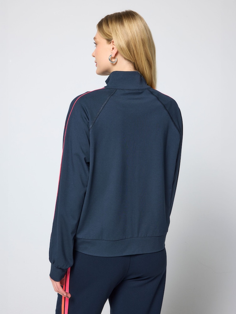SCAMP & DUDE Blue Zip Through Multi Bolt Funnel Neck Sweat Top - Image 2 of 4 SCAMP & DUDE Blue Zip Through Multi Bolt Funnel Neck Sweat Top - Image 2 of 4
