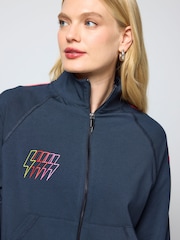 SCAMP & DUDE Blue Zip Through Multi Bolt Funnel Neck Sweat Top - Image 4 of 4