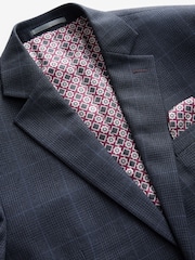 Navy Blue Regular Fit Prince of Wales Check Suit Jacket - Image 10 of 12