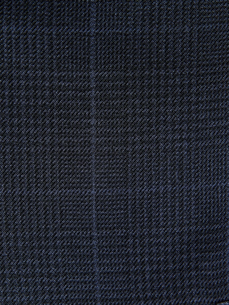 Navy Blue Regular Fit Prince of Wales Check Suit Jacket - Image 12 of 12