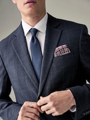 Navy Blue Regular Fit Prince of Wales Check Suit Jacket - Image 2 of 12