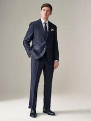 Navy Blue Regular Fit Prince of Wales Check Suit Jacket - Image 3 of 12