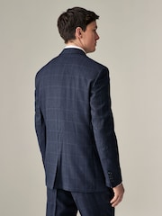 Navy Blue Regular Fit Prince of Wales Check Suit Jacket - Image 5 of 12