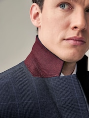 Navy Blue Regular Fit Prince of Wales Check Suit Jacket - Image 7 of 12