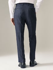 Navy Blue Regular Fit Prince of Wales Check Suit Trousers - Image 2 of 9