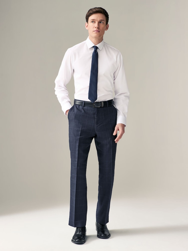 Bleu marine - Regular Fit Prince of Wales Check Suit Trousers - Image 3 of 9