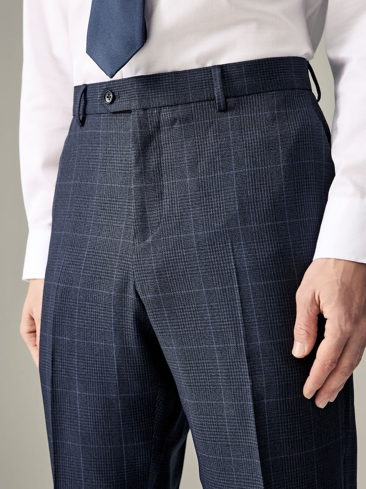 Bleu marine - Regular Fit Prince of Wales Check Suit Trousers - Image 4 of 9