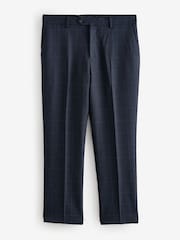 Navy Blue Regular Fit Prince of Wales Check Suit Trousers - Image 6 of 9