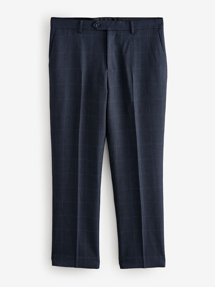 Bleu marine - Regular Fit Prince of Wales Check Suit Trousers - Image 6 of 9