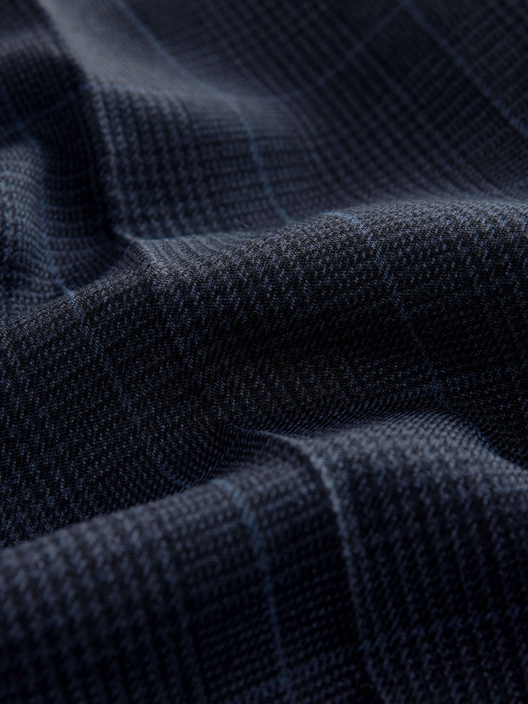 Bleu marine - Regular Fit Prince of Wales Check Suit Trousers - Image 7 of 9