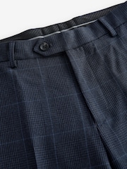 Navy Blue Regular Fit Prince of Wales Check Suit Trousers - Image 8 of 9