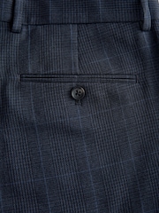 Navy Blue Regular Fit Prince of Wales Check Suit Trousers - Image 9 of 9