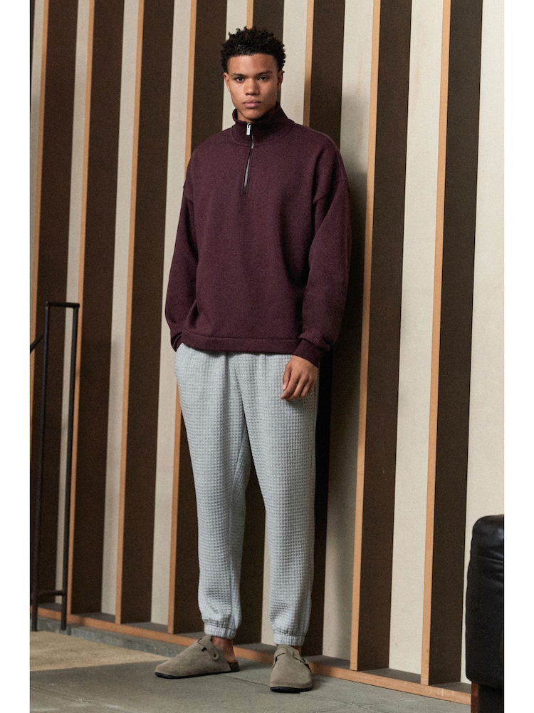 Burgundy Red EDIT Zip Neck Sweatshirt - Image 2 of 9
