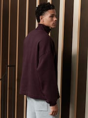 Burgundy Red EDIT Zip Neck Sweatshirt - Image 3 of 9