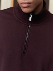 Burgundy Red EDIT Zip Neck Sweatshirt - Image 5 of 9