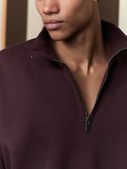 Burgundy Red EDIT Zip Neck Sweatshirt - Image 6 of 9