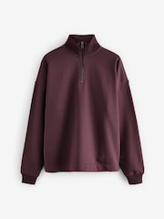 Burgundy Red EDIT Zip Neck Sweatshirt - Image 7 of 9