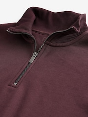 Burgundy Red EDIT Zip Neck Sweatshirt - Image 8 of 9