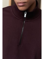 Burgundy Red EDIT Zip Neck Sweatshirt - Image 9 of 9