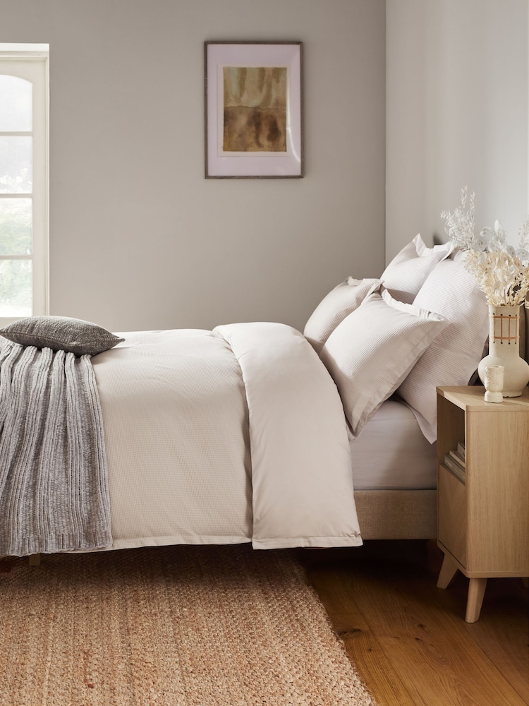 Set of 2 White Waffle Large Square Pillowcases - Image 2 of 5