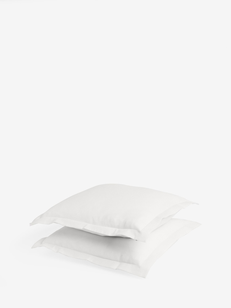 Set of 2 White Waffle Large Square Pillowcases - Image 5 of 5
