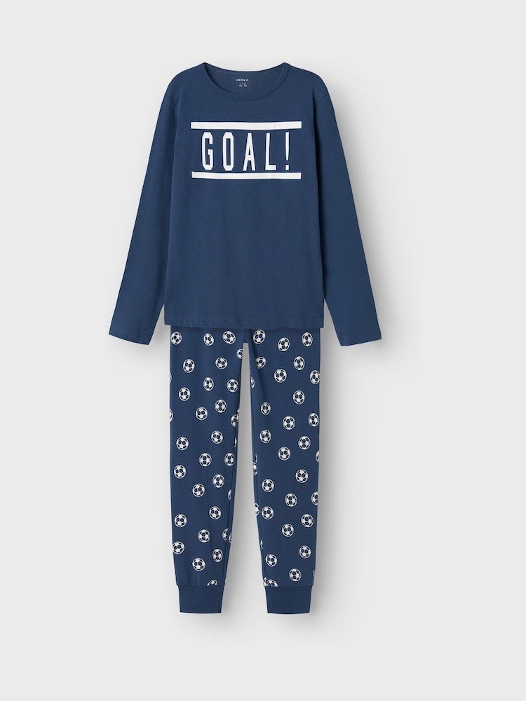 Name It Blue Football Goal Pyjama Set - Image 1 of 4