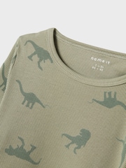 Name It Green Dinosaur Rib Pyjama Set - Image 4 of 4