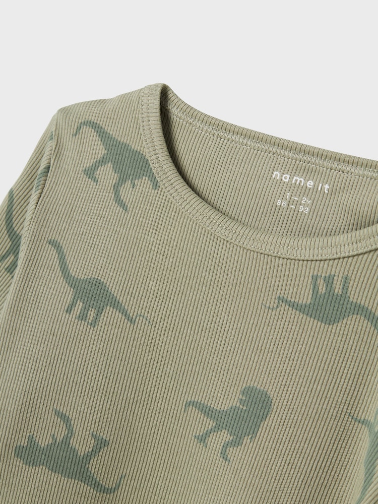 Name It Green Dinosaur Rib Pyjama Set - Image 4 of 4