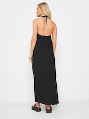 PixieGirl Petite Black Crochet Trim Halter Maxi Dress - Image 3 of 6