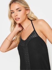 PixieGirl Petite Black Crochet Trim Halter Maxi Dress - Image 4 of 6