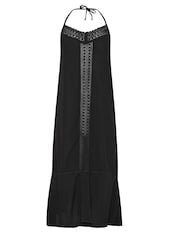 PixieGirl Petite Black Crochet Trim Halter Maxi Dress - Image 6 of 6