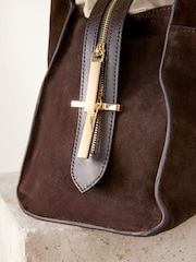 Chocolate Brown Leather Premium Grab Bag - Image 10 of 13