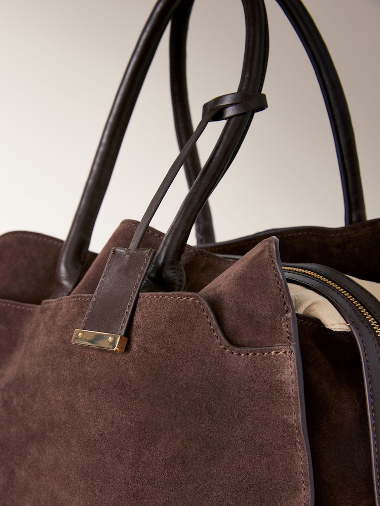 Chocolate Brown Leather Premium Grab Bag - Image 11 of 13