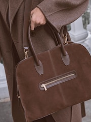 Chocolate Brown Leather Premium Grab Bag - Image 6 of 13