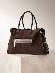 Chocolate Brown Leather Premium Grab Bag - Image 9 of 13