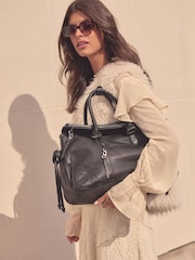 Schwarz - Ledertasche aus gewaschenem Leder - Bild 1 von 11