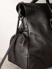 Schwarz - Ledertasche aus gewaschenem Leder - Bild 10 von 11